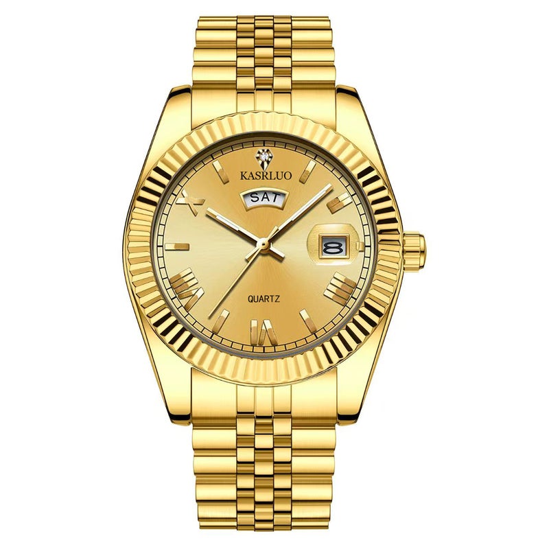 ساعة رجال كلاسيكية للأعمال ساعة رجال عصرية مضيئة ساعة كوارتز بتقويم مزدوج بسوار فولاذي - Image 5